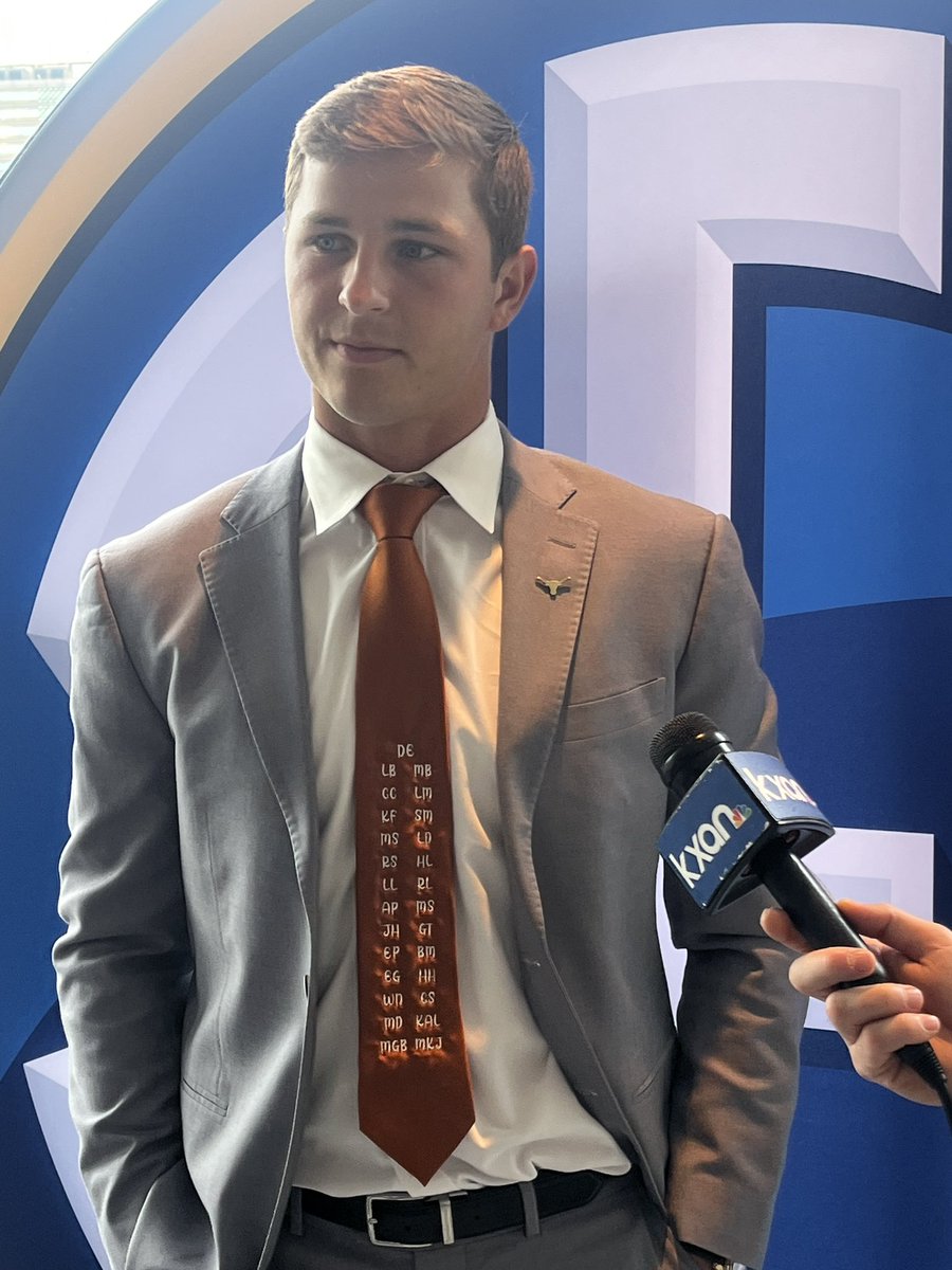 On3 (@on3sports) on Twitter photo Texas DB Michael Taaffe is wearing a tie at SEC Media Days with the initials of the campers & counselors who died at Camp Mystic in the Texas floods🧡
(via <a href="/levonwhitt_tv/">LeVon Whittaker TV</a>)
on3.com/college/texas-… Texas DB Michael Taaffe is wearing a tie at SEC Media Days with the initials of the campers & counselors who died at Camp Mystic in the Texas floods🧡
(via <a href="/levonwhitt_tv/">LeVon Whittaker TV</a>)
on3.com/college/texas-…