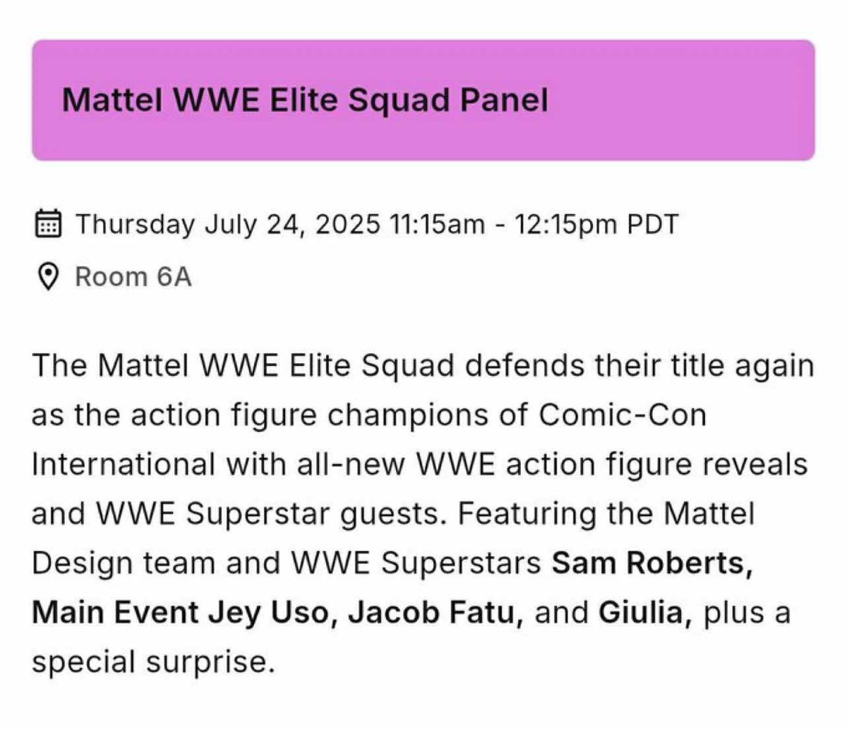 WWE Superstar Sam Roberts confirmed.

<a href="/notsam/">Sam Roberts</a> #WWEEliteSquad #SDCC