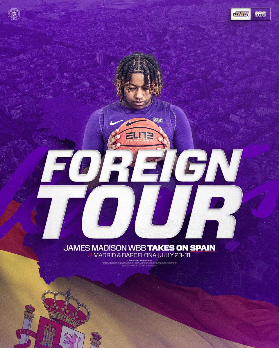JMUWBasketball's tweet image. ¡𝑽𝒂𝒎𝒐𝒔! 🇪🇸
The Dukes will head to Spain next week for a nine-day excursion!
📰 tinyurl.com/ysq4zf7e
#GoDukes