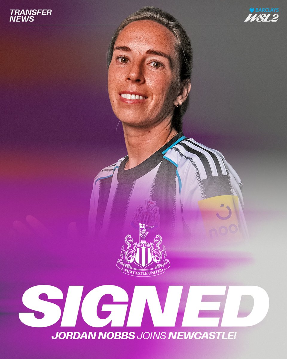 BarclaysWSL2's tweet image. MONUMENTAL.
@NUFCWomen have completed the signing of three time #BarclaysWSL winner, @JordanNobbs8, on a free transfer! ✍️
#BarclaysWSL2
