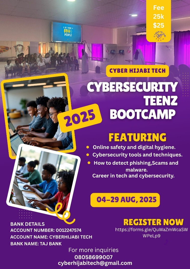 Cyberhijabitech's tweet image. Today is world youth skill day.

Cybercrime don&apos;t wait for adulthood so why should cybersecurity education.

cyberHijabi tech is hosting a cybersecurity summer bootcamp for teenz.
#worldyouthskilsday
#Cybersecurity 
#Tech4all