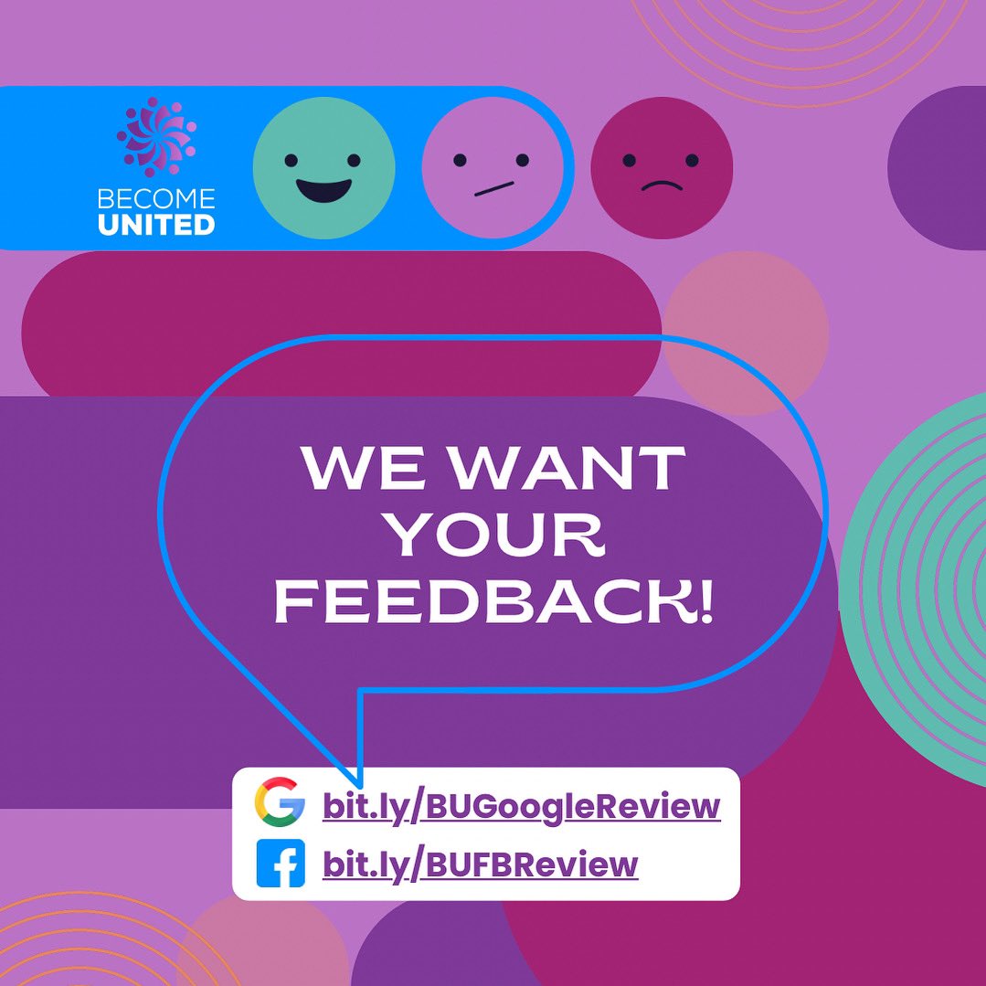 We’d love to hear from you! 

🌟 Share your experience with Become United and help us spread the word about the work we do. 💙

Check out our reviews and leave one of your own through these links:

👉 Google Reviews: bit.ly/BUGoogleReview
👉 Facebook Reviews: