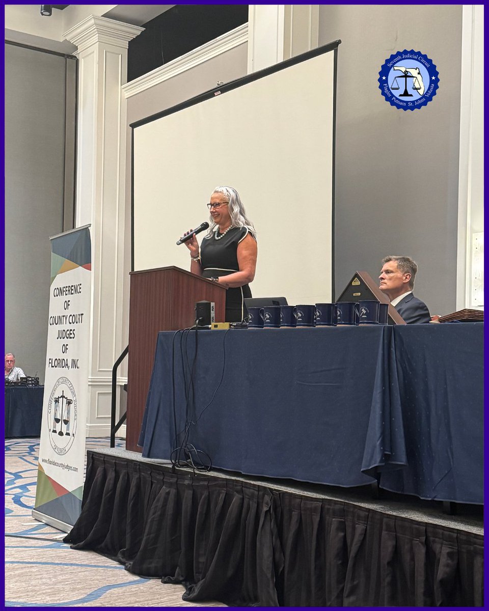 7thCircuitFL's tweet image. The Seventh Circuit’s County Court Judges made a strong showing at the recent 2025 Conference of County Court Judges. Conference President, Flagler County Court Judge Melissa Distler, took center stage delivering remarks alongside Florida Supreme Court Chief Justice Carlos Muñiz.…