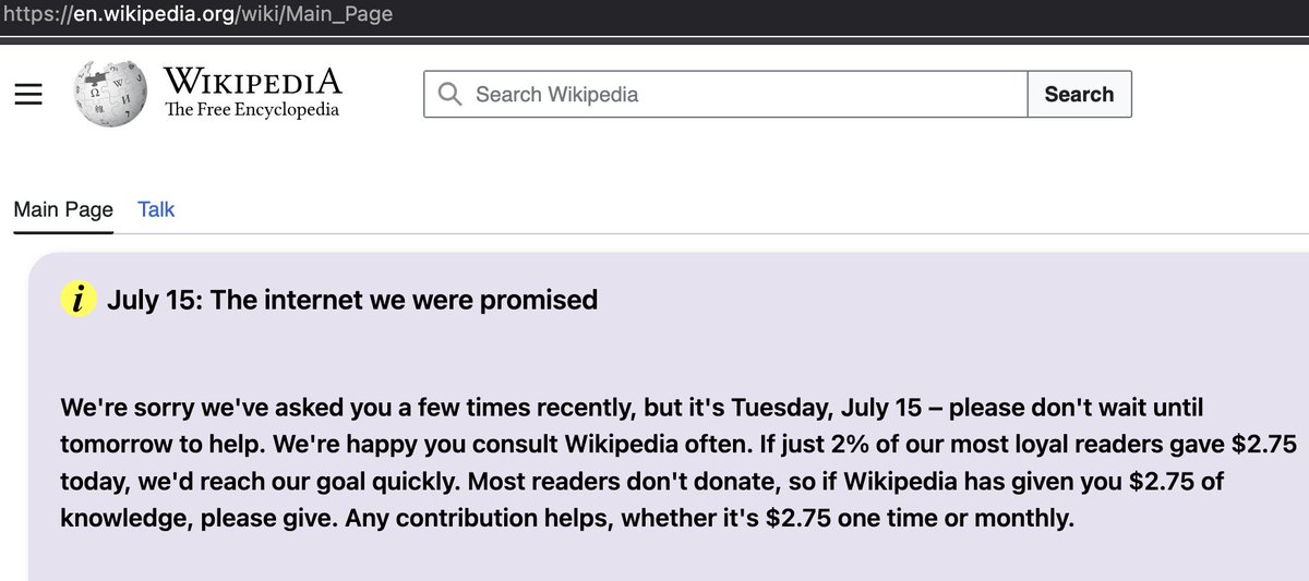 GeneralJenrick's tweet image. Yo @Wikipedia, "Internet" is a proper noun in English.  See how I'm on the English language wiki?  So I expect it to be in English.

You want to build your own lower-case internet, go fuck off and do it.  Don't expect anyone's financial help though.