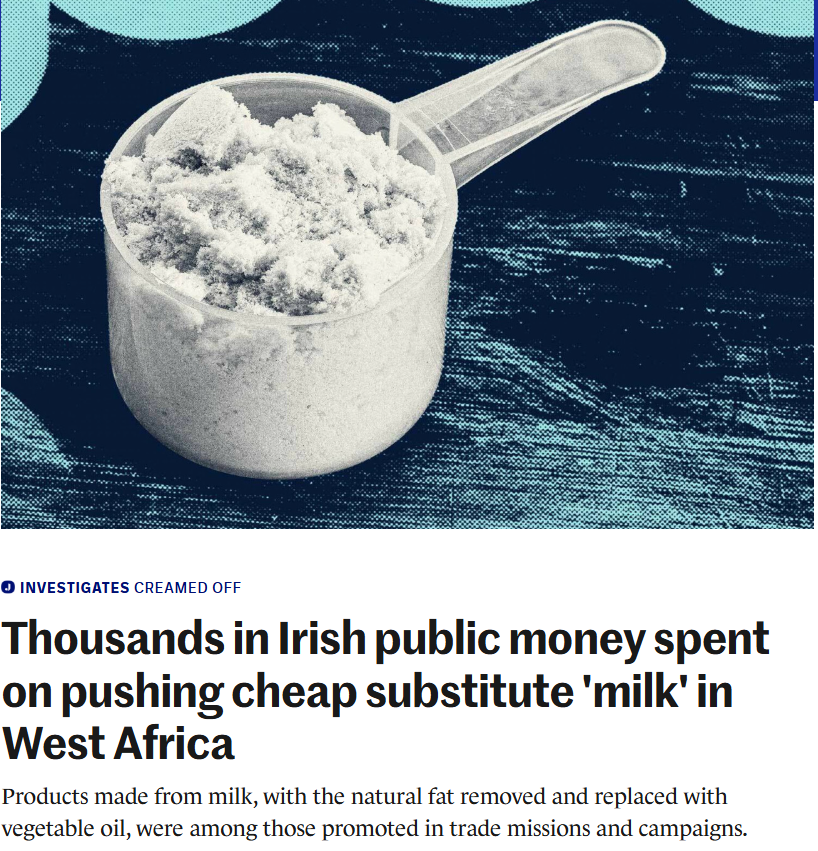 ethicalfarmIE's tweet image. We are told Irish dairy is feeding the world but it is doing the opposite. Substandard milk powder (a waste product basically) mixed with palm oil is being passed off as nutritional food. Plus farmers are being pushed out of business in the importing countries because they can't…