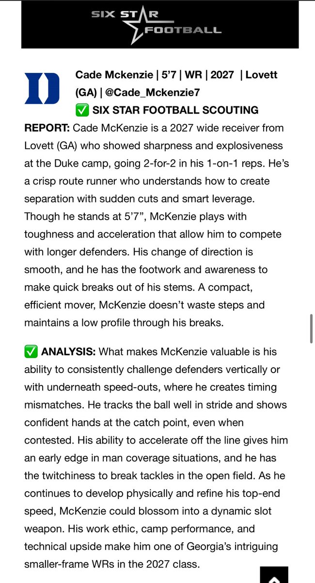 Thanks you guys for the write up. <a href="/sixstarfootball/">Six Star Football | PLUS+</a> <a href="/DukeFOOTBALL/">Duke Football</a> <a href="/lovettlionsfb/">Lovett Football</a>