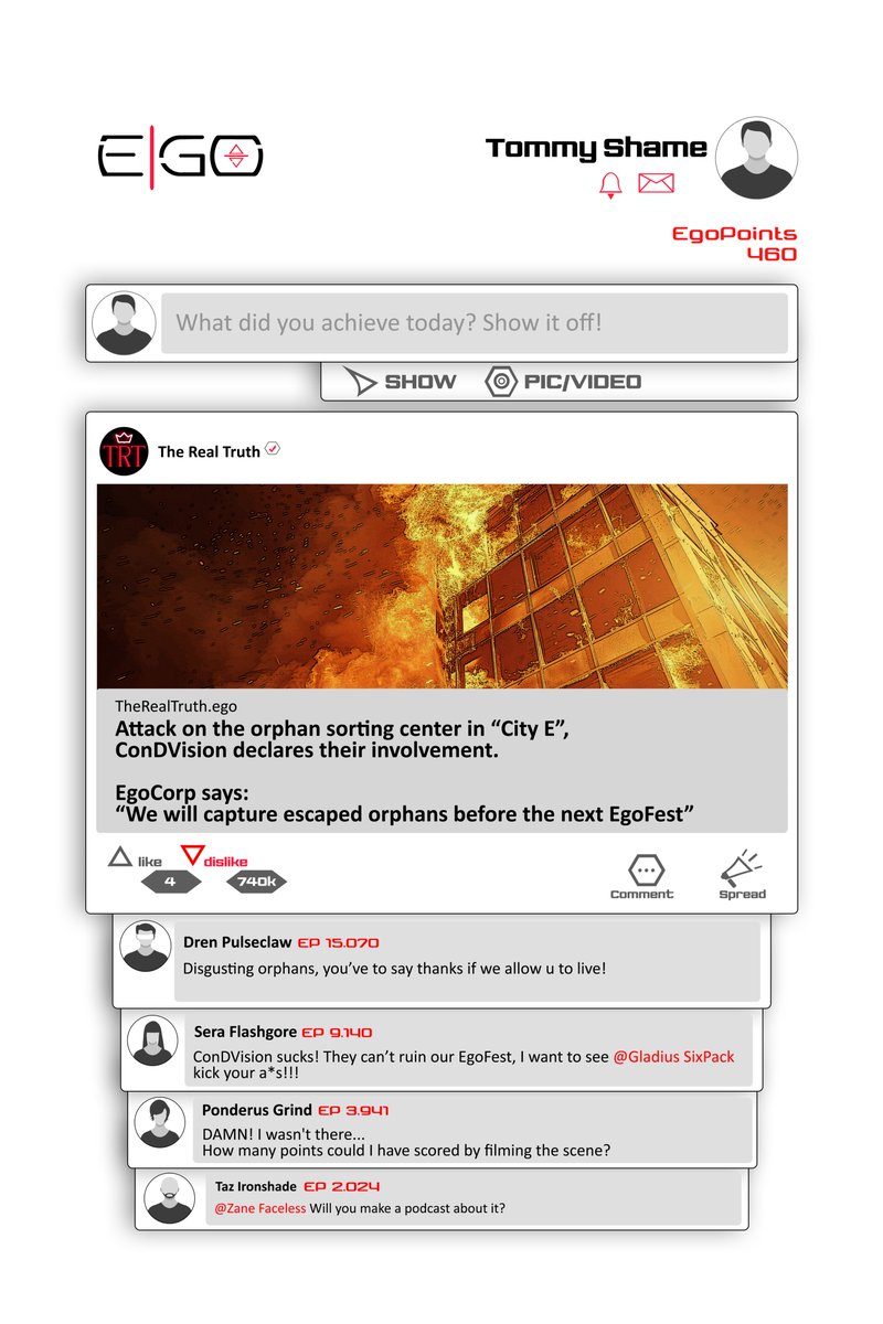 NIV_project's tweet image. 2040: EgoCorp and the AI "NOUS" rule a world where people's sole purpose is to gain EgoPoints, the coin of the E|GO social, showing selfishness and arrogance.
NIV, escapes from the sorting center.
Do you agree with the comments of E|GO users?
#NIV #AnimeMusic #VisualNovel