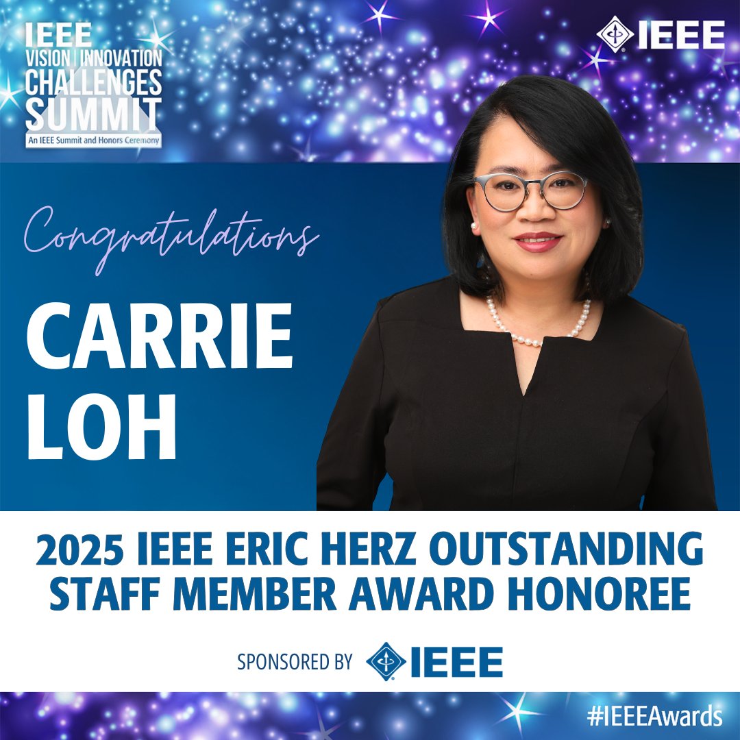 IEEEAwards's tweet image. Congratulations to Carrie Loh on her 2025 @IEEEorg Eric Herz Outstanding Staff Member Award, sponsored by #IEEE, for significant contributions to and management of the IEEE election process: bit.ly/IEEEAwards-Loh #IEEEAwards2025