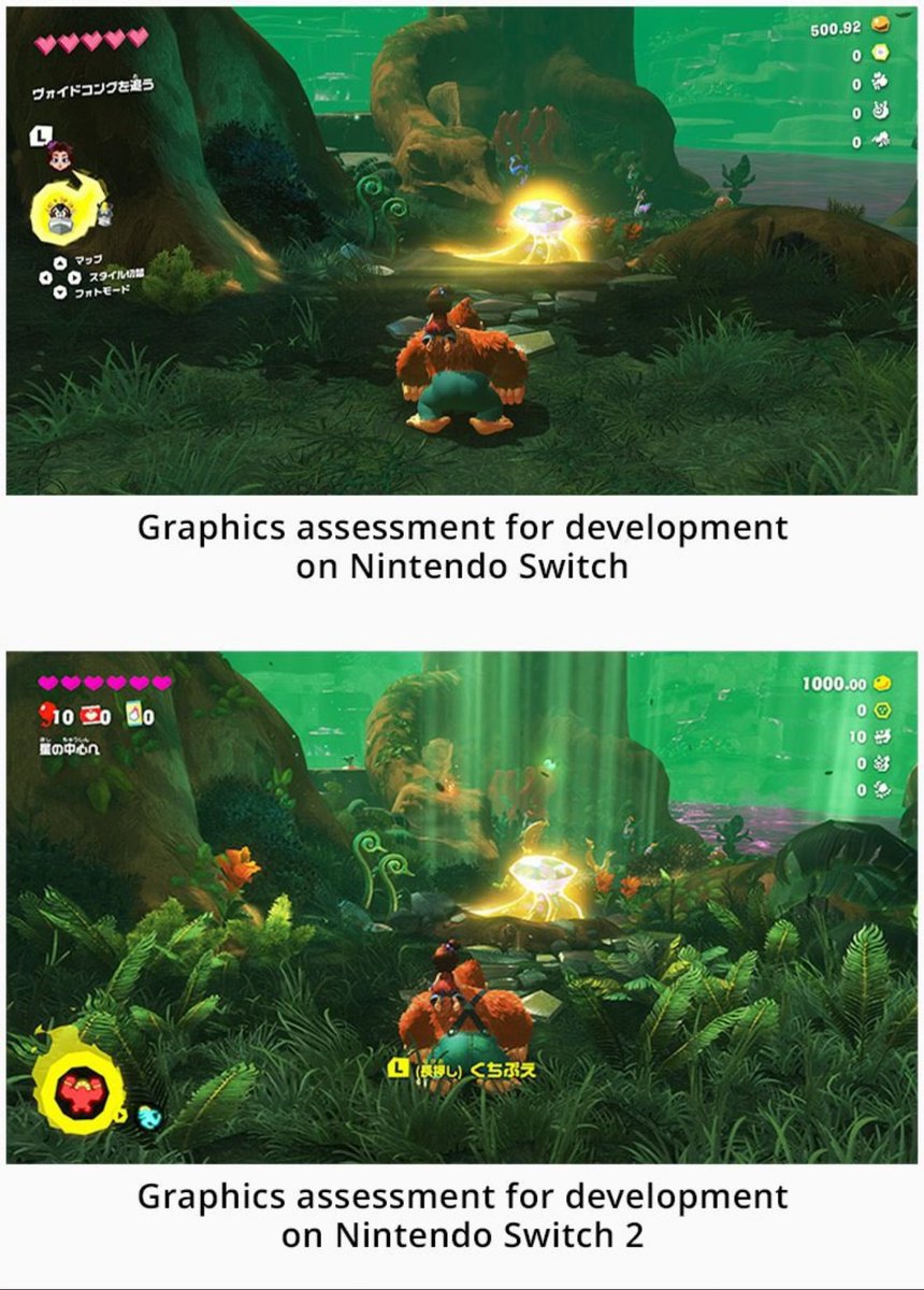 AbdallahNATION's tweet image. DK Bananza graphics comparison dropped.
Would you have been okay with a dual release on S1 and S2?
S1 looks GREAT, obv S2 is an upgrade- so why not just charge an additional $10 for the Switch 2 Upgrade?
Again, gotta sell the new system. 🤑