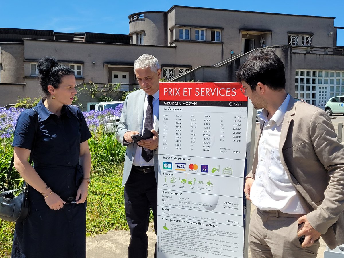 Mel_Thomin's tweet image. 📣 30 ans de concession avec le gestionnaire Q-Park.
25000 signatures pour la pétition massive de la @cgtchrubrest !
En visite au @ChuBrest pour dénoncer l'injustice des parkings payants à l'hôpital, avec @Stephane_Hablot & @pycadalen
✍️Une proposition de loi est en préparation.