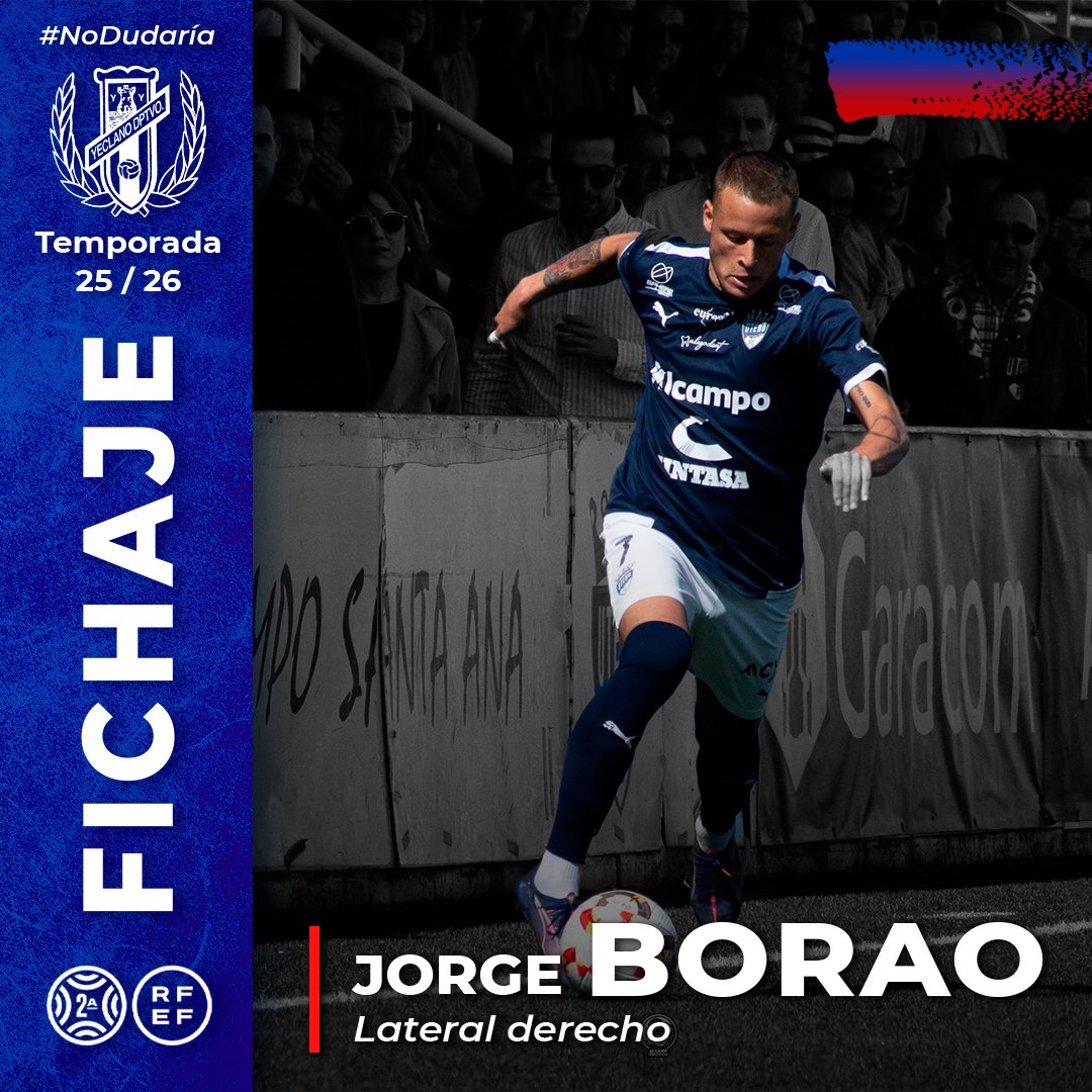 📣 #OFICIAL | 🔵🔴

🇻🇪💪 El nuevo refuerzo para la banda derecha es <a href="/Jborao4/">Jorge Borao</a> con gran despliegue físico, buen defensor y mucha participación en ataque 🚀🏟

🤗 ¡Bienvenido a Yecla! 🏘

📝 26 años
➡️ Utebo FC
📍 Caracas

#SegundaRFEF 📊
#GraciasAfición 🙌
#YeclanoDptvo25_26 ⚽️