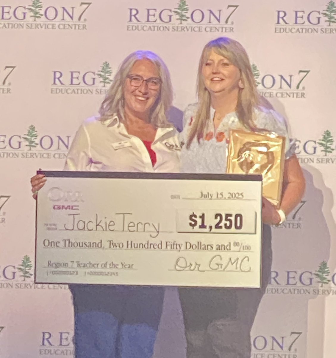 Jackie Terry, Region 7 Teacher of the Year!!! She will now advance to the state level to represent Gilmer.