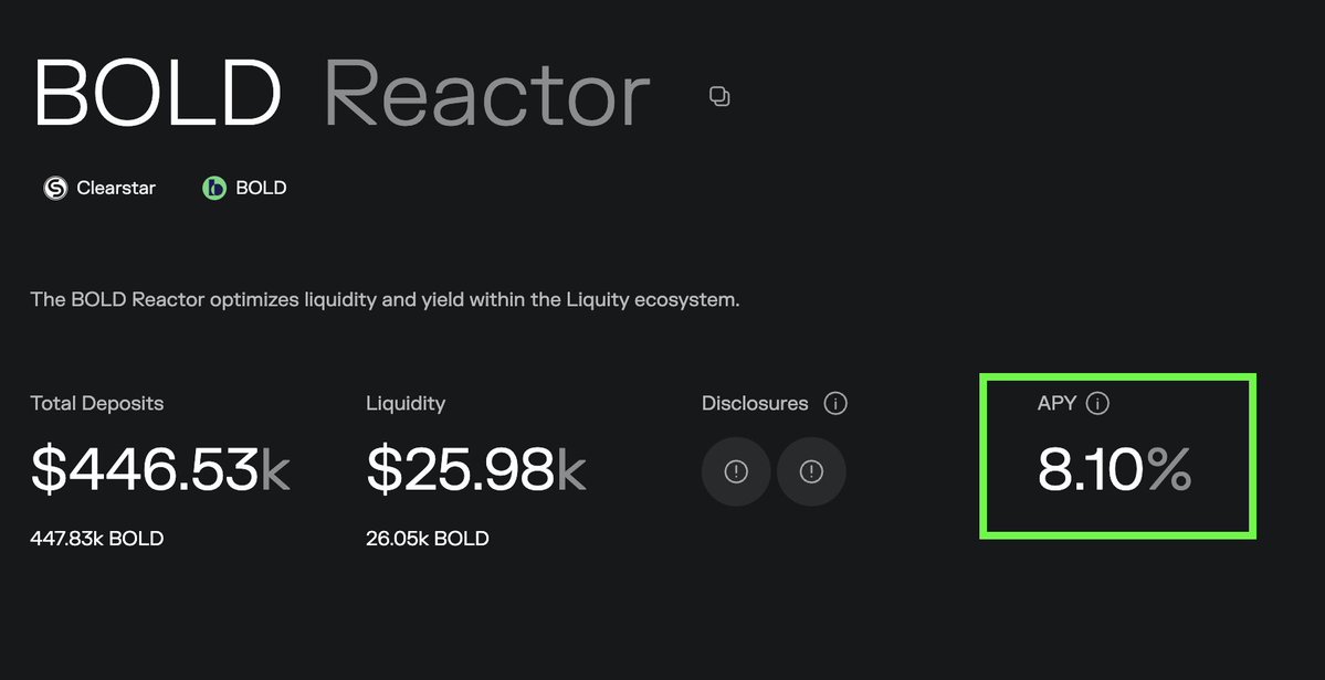 Sam | Liquity (@samexotic3) on Twitter photo you can get 8% for simply lending your $BOLD on Morpho on the <a href="/ClearstarLabs/">Clearstar Labs</a> vault
app.morpho.org/ethereum/vault… you can get 8% for simply lending your $BOLD on Morpho on the <a href="/ClearstarLabs/">Clearstar Labs</a> vault
app.morpho.org/ethereum/vault…
