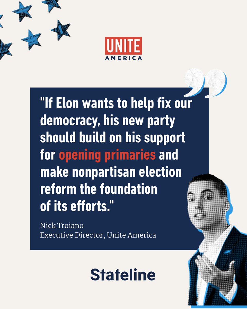 uniteamerica's tweet image. .@ElonMusk's announcement of the #AmericaParty reflects a growing frustration many Americans feel with our polarized political system.
While Musk’s desire to represent "the 80% in the middle" resonates with many, creating another political party will likely only go so far to…