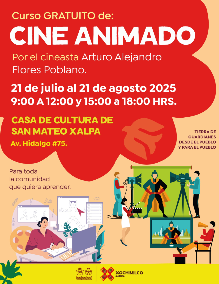 ¿Te gusta el cine animado? 🎥✨
Este verano tienes una oportunidad única para aprender con un cineasta profesional. 

📍Te esperamos en San Mateo Xalpa.
#DesdeElPuebloYParaElPueblo
#TierraDeGuardianes 🌿