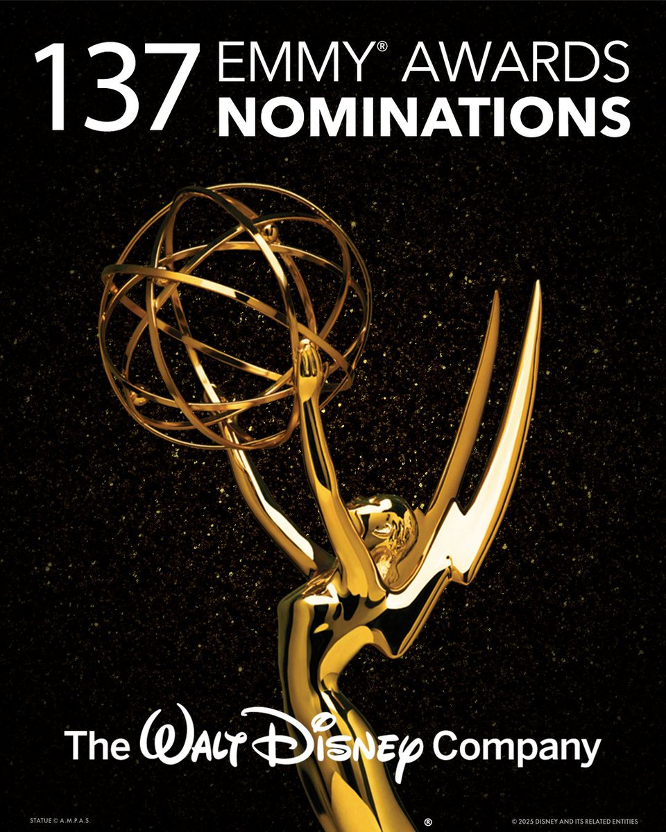 Disney's tweet image. Congratulations to all the 137 Emmy® nominations from across The Walt Disney Company.