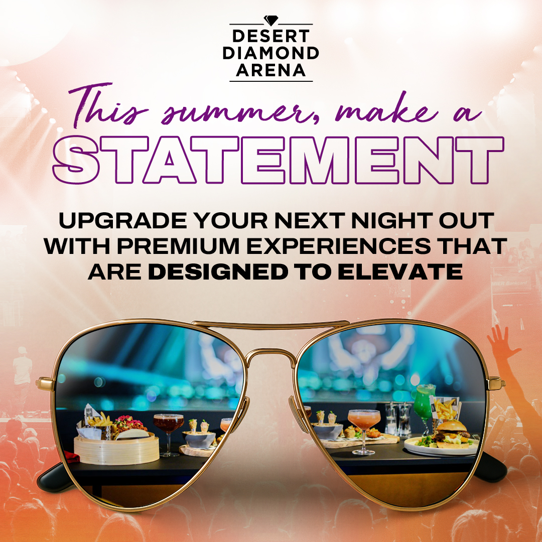Elevate your concert nights with premium experiences at Desert Diamond Arena. From exclusive lounge access and upscale food &amp; drink options to unbeatable views of your favorite artists — our premium seating is designed to impress. Contact us today -&gt; bit.ly/PremiumSeating…