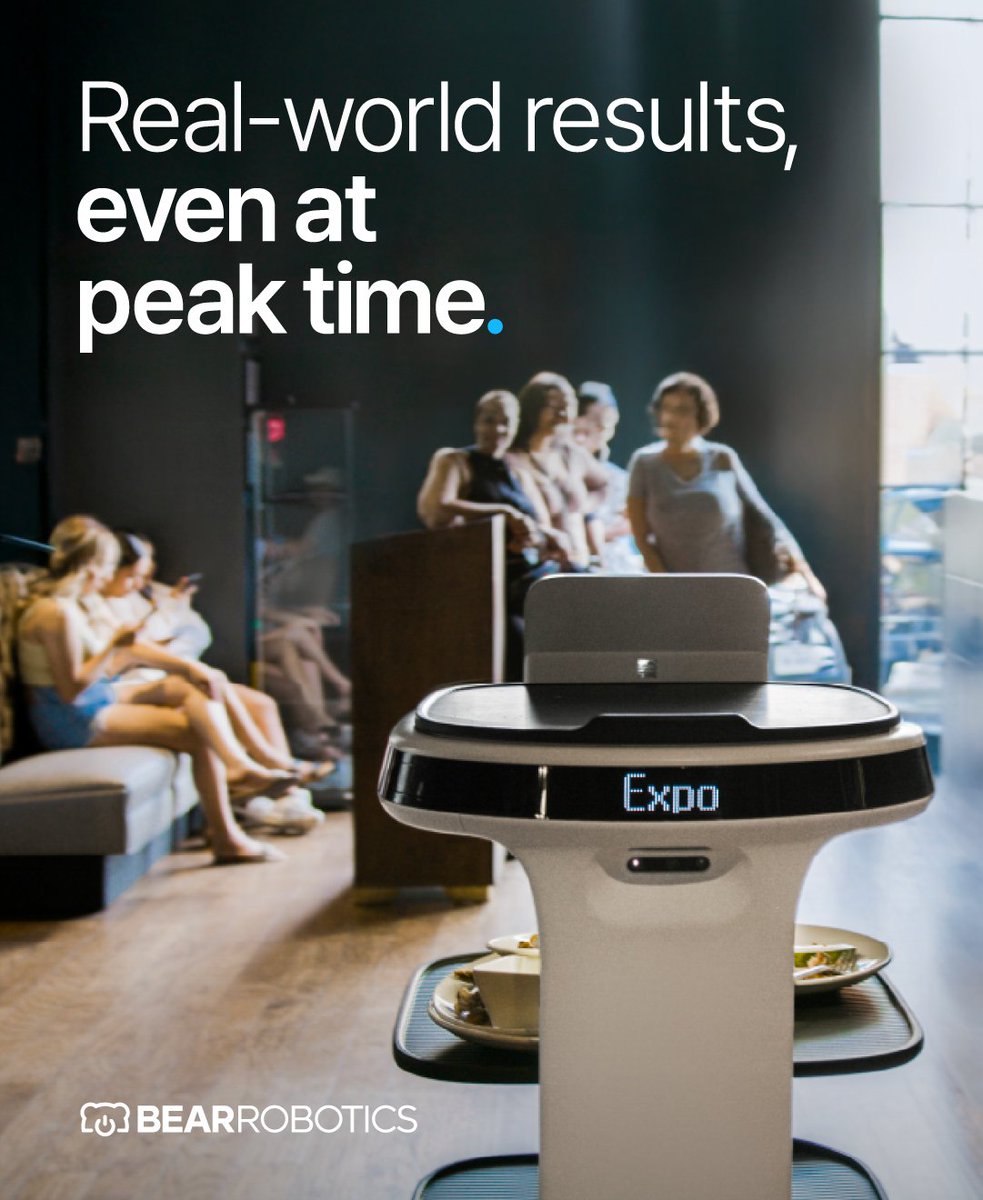 bearrobotics's tweet image. Dinner rush or weekend brunch, Servi Plus excels. Its AI navigation adapts to obstacles and traffic in real time, ensuring smooth operations even during peak times. 

#serviplus #bearrobotics #restaurantautomation #foodservicetech #hospitalityrobots #smartrestaurants #robotics