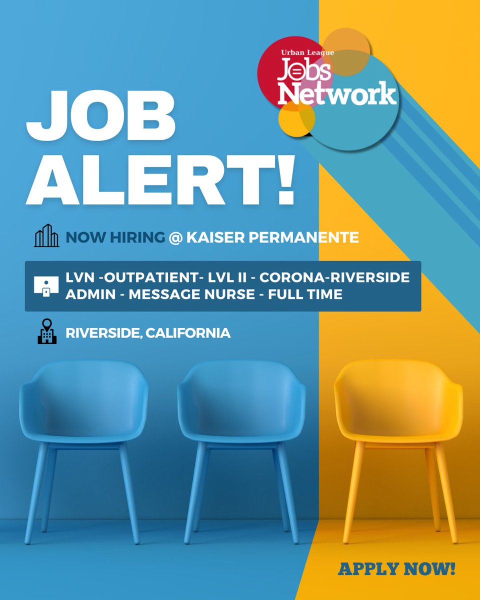 Urban League Jobs Network (@uljobsnetwork) on Twitter photo #NowHiring: LVN -Outpatient- Lvl II - CORONA-RIVERSIDE ADMIN - Message Nurse - Full Time
Check out this new opportunity with <a href="/kpthrive/">Thrive with KP</a>
#ApplyNow: nuljobsnetwork.com/job/lvn-outpatā¦
#CareerOpportunities #hiringnow #jobs #jobopening #NULJobs #NowHiring: LVN -Outpatient- Lvl II - CORONA-RIVERSIDE ADMIN - Message Nurse - Full Time
Check out this new opportunity with <a href="/kpthrive/">Thrive with KP</a>
#ApplyNow: nuljobsnetwork.com/job/lvn-outpatā¦
#CareerOpportunities #hiringnow #jobs #jobopening #NULJobs