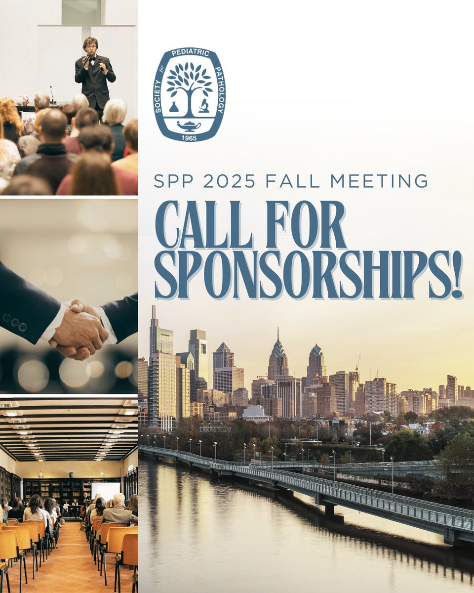 SocPediPath's tweet image. 📢 Call for Sponsors!
Join us at the SPP 2025 Fall Meeting in Philadelphia and showcase your brand to leaders in pediatric pathology.
🤝 Expand your reach
📍 Don’t miss this opportunity!
#SPP2025 #PediatricPathology #CallForSponsors #MedicalEvents #SPPFallMeeting