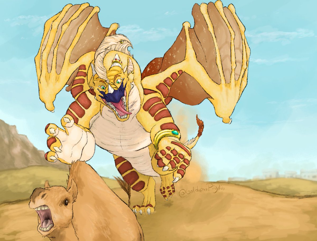 GoldenPiglin's tweet image. Art fight attack for @SandFromTherapy !!! ψ(｀∇´)ψ 💛
I think I find joy in drawing wof dragons