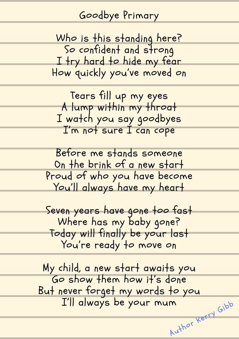 I’ve just noticed this poem doing the rounds again and it struck me how I wrote it 7 years ago when my eldest left Primary and soon he’s off to uni! 

The words still ring true no matter how old they get. 🥰

#year6leavers #primaryschool