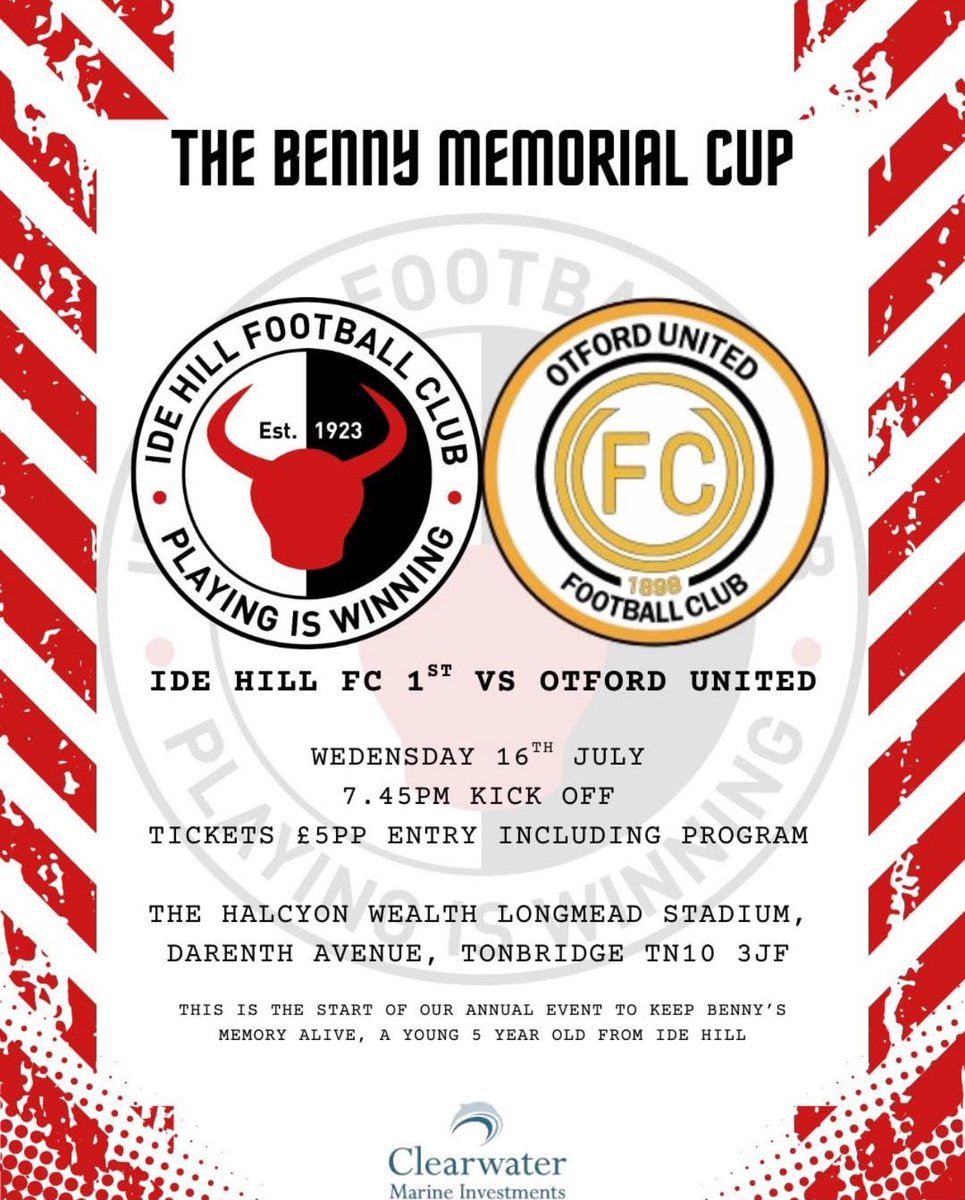 Jamie Wolvey (@wolvey_jamie) on Twitter photo Second game for our lads tomorrow evening at Home to Otford United in the new annual fixture between the two clubs in memory of young Benny who sadly passed away at 5Years old.
<a href="/idehillfc/">Ide Hill FC</a> <a href="/OtfordUnitedFC/">Otford United FC</a> <a href="/KCFL1516/">Kent County FL News</a> <a href="/tonbridgeangels/">Tonbridge Angels</a> <a href="/KentFA/">Kent FA ⚽</a> <a href="/jamierhysmccloy/">Jamie“ Macca” McCloy</a> <a href="/idehillfc_res/">Ide Hill Reserves</a> Second game for our lads tomorrow evening at Home to Otford United in the new annual fixture between the two clubs in memory of young Benny who sadly passed away at 5Years old.
<a href="/idehillfc/">Ide Hill FC</a> <a href="/OtfordUnitedFC/">Otford United FC</a> <a href="/KCFL1516/">Kent County FL News</a> <a href="/tonbridgeangels/">Tonbridge Angels</a> <a href="/KentFA/">Kent FA ⚽</a> <a href="/jamierhysmccloy/">Jamie“ Macca” McCloy</a> <a href="/idehillfc_res/">Ide Hill Reserves</a>