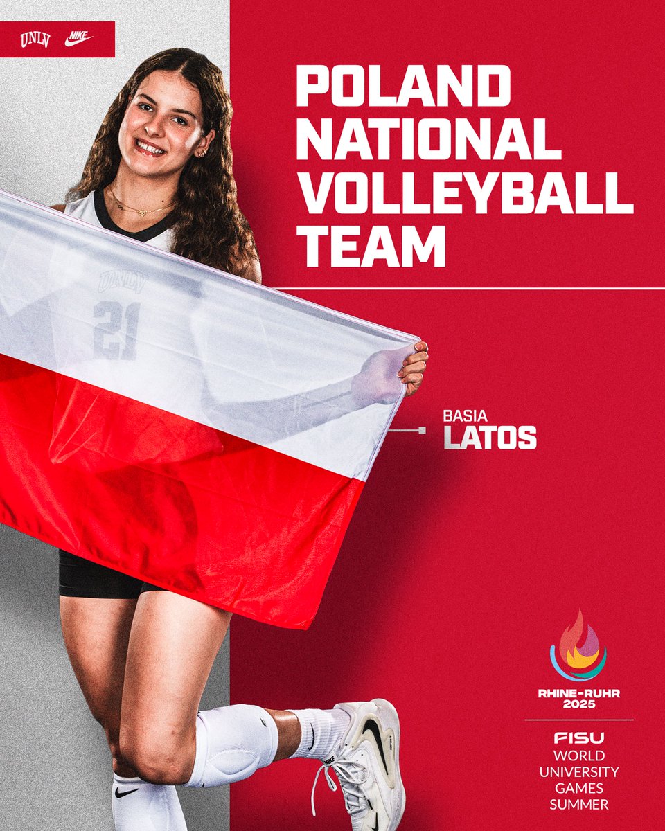 Wishing the best of luck to sophomore outside hitter Basia Latos as she will represent Poland at the 2025 <a href="/FISU/">FISU</a> Summer World University Games starting tomorrow‼️ 🇵🇱

We’ll be cheering you on every step of the way 🤩

#BEaREBEL | #RhineRuhr2025