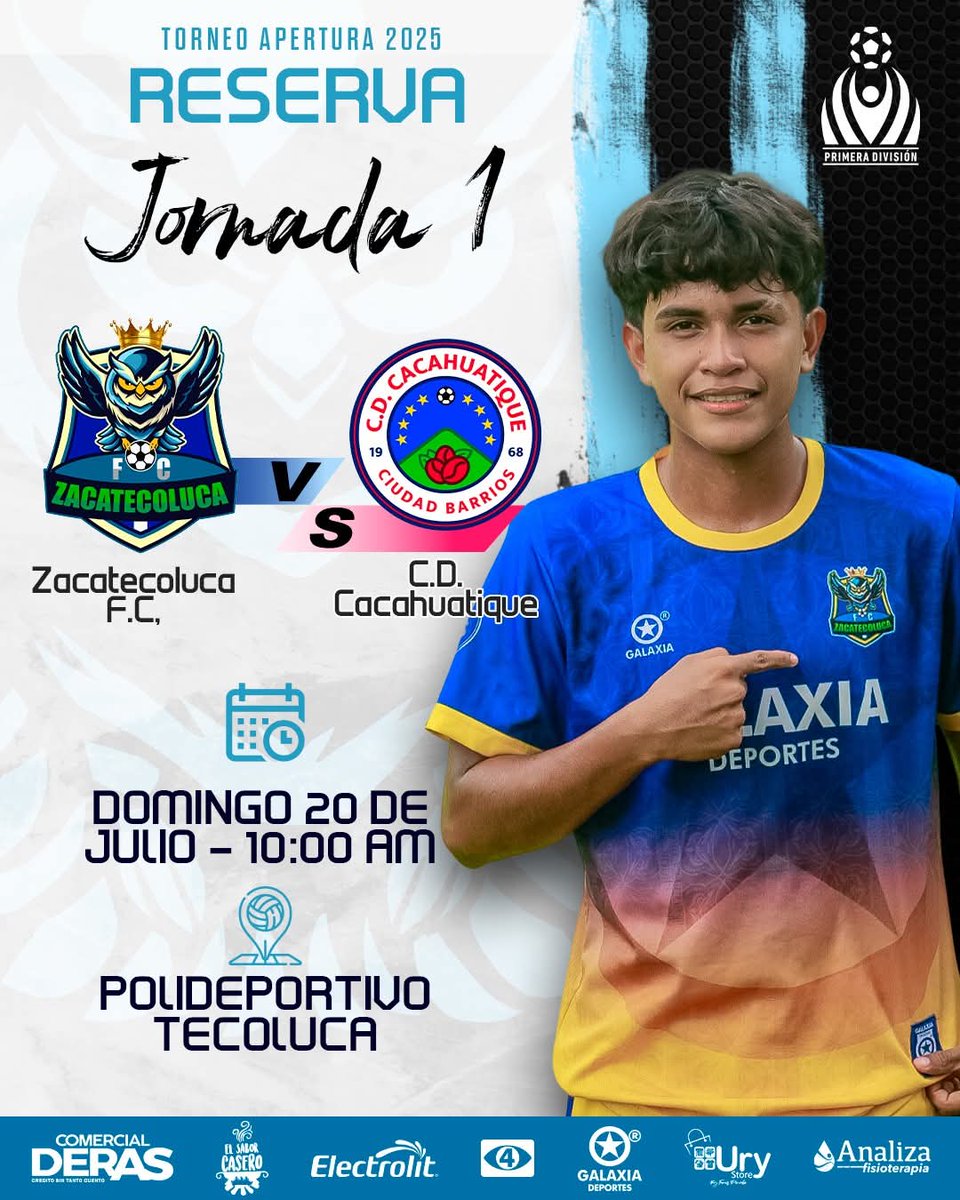 🔵 ¡𝗔𝗿𝗿𝗮𝗻𝗰𝗮 𝗹𝗮 𝘁𝗲𝗺𝗽𝗼𝗿𝗮𝗱𝗮 𝗽𝗮𝗿𝗮 𝗻𝘂𝗲𝘀𝘁𝗿𝗮 𝗥𝗲𝘀𝗲𝗿𝘃𝗮!
Comenzamos la primera jornada del torneo con toda la energía ⚽🔥
Este domingo a las 10:00 AM enfrentamos a C.D. Cacahuatique en el Polideportivo de Tecoluca 🏟️