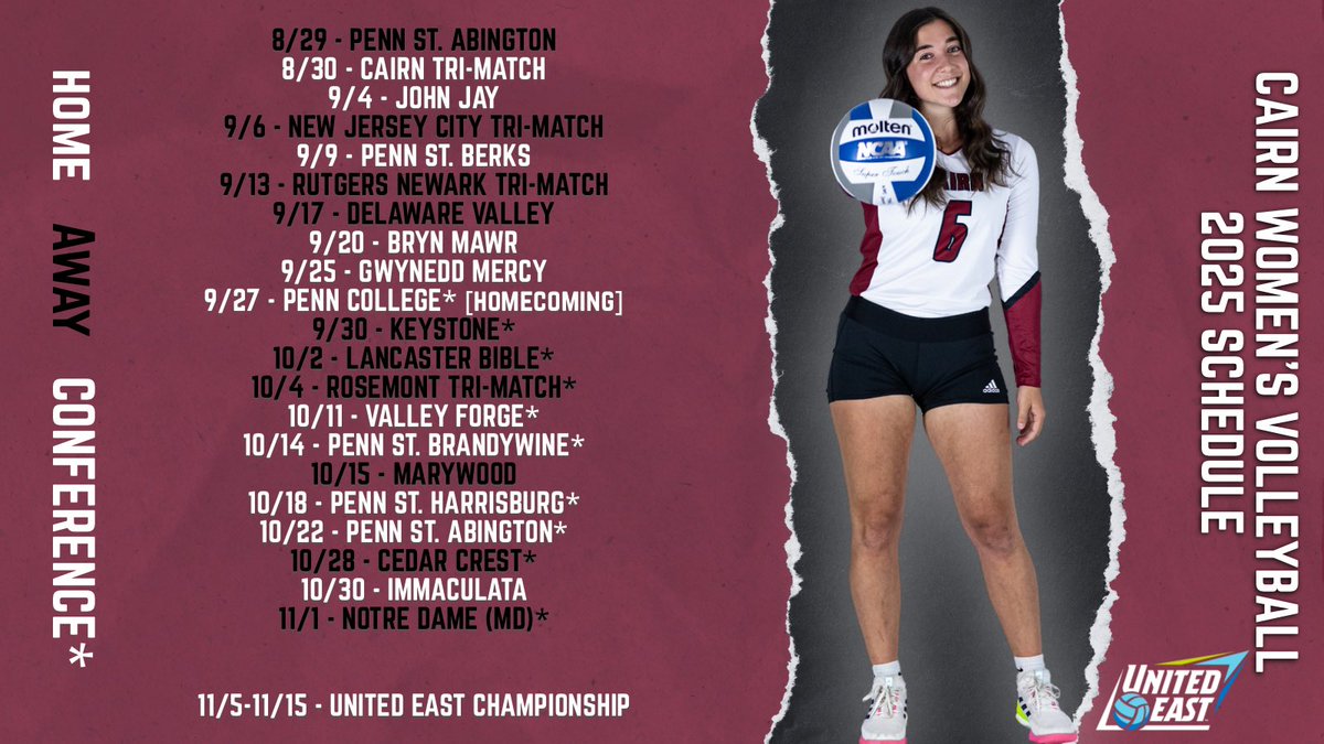 The 2025 Women’s Volleyball season is on the way, check out the schedule drop. 

Full schedule details at cairnhighlanders.com

#PursueExcellence #CairnWVB