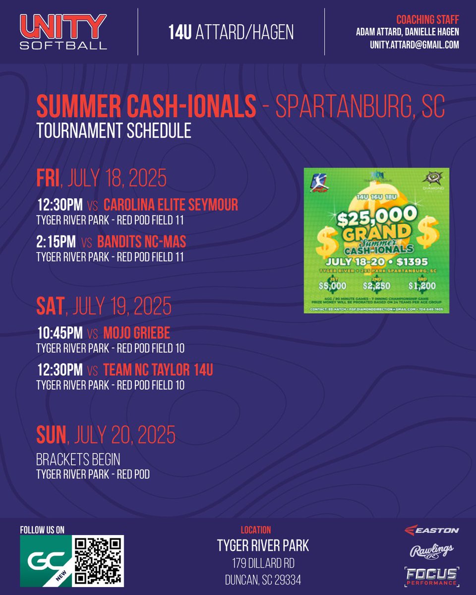 Unity 14u 2028 Attard/Hagen (@unityattard) on Twitter photo Headed to SC to play in the <a href="/PGFnetwork/">PGF</a> <a href="/DDSBandEvents/">Diamond Direction</a> Summer Cash-ionals! Come watch us at Tyger River or follow on GC. <a href="/VAUnitySB/">Unity Softball</a> Headed to SC to play in the <a href="/PGFnetwork/">PGF</a> <a href="/DDSBandEvents/">Diamond Direction</a> Summer Cash-ionals! Come watch us at Tyger River or follow on GC. <a href="/VAUnitySB/">Unity Softball</a>