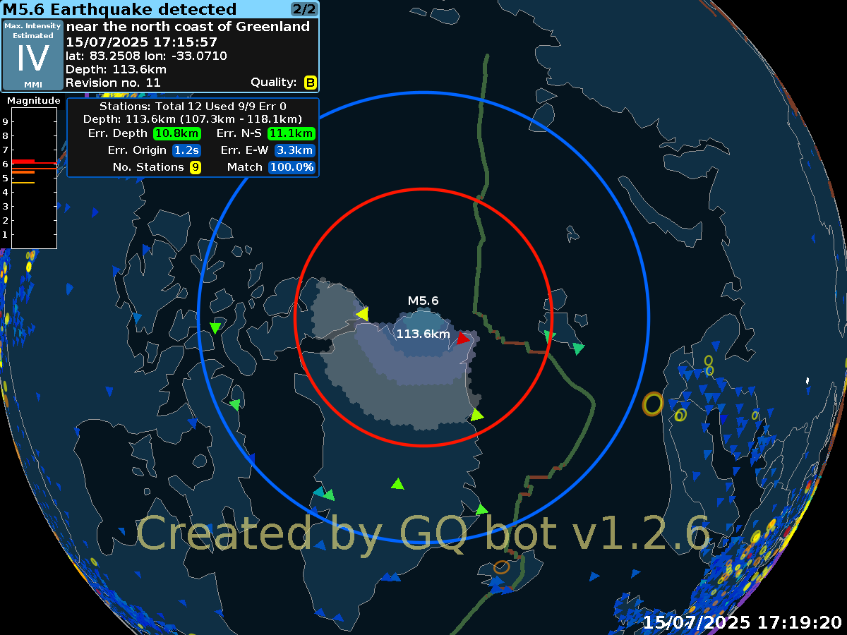 Unusual earthquake strikes near the North Pole, size is magnitude 5.6. #Earthquake