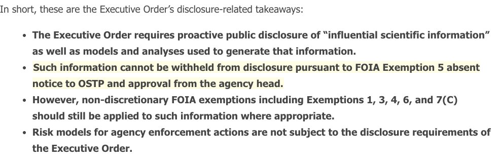 👍Executive Order 14303 on “Gold Standard Science” takes aim at FOIA's "withhold it cuz you want to" Exemption 5.  If only FOIA departments followed this advice for ALL FOIA requests!