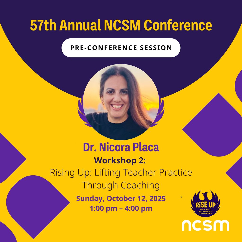 MathEdLeaders's tweet image. Three powerful workshops.🔥 One bold choice. Come a day early to the #NCSM Annual Conference for inspiring Pre-Conference sessions in coaching, classroom leadership, or instructional equity.
Spots are limited—register now! mathedleadership.org/57th-annual-co…
#Atlanta #NCSMBold