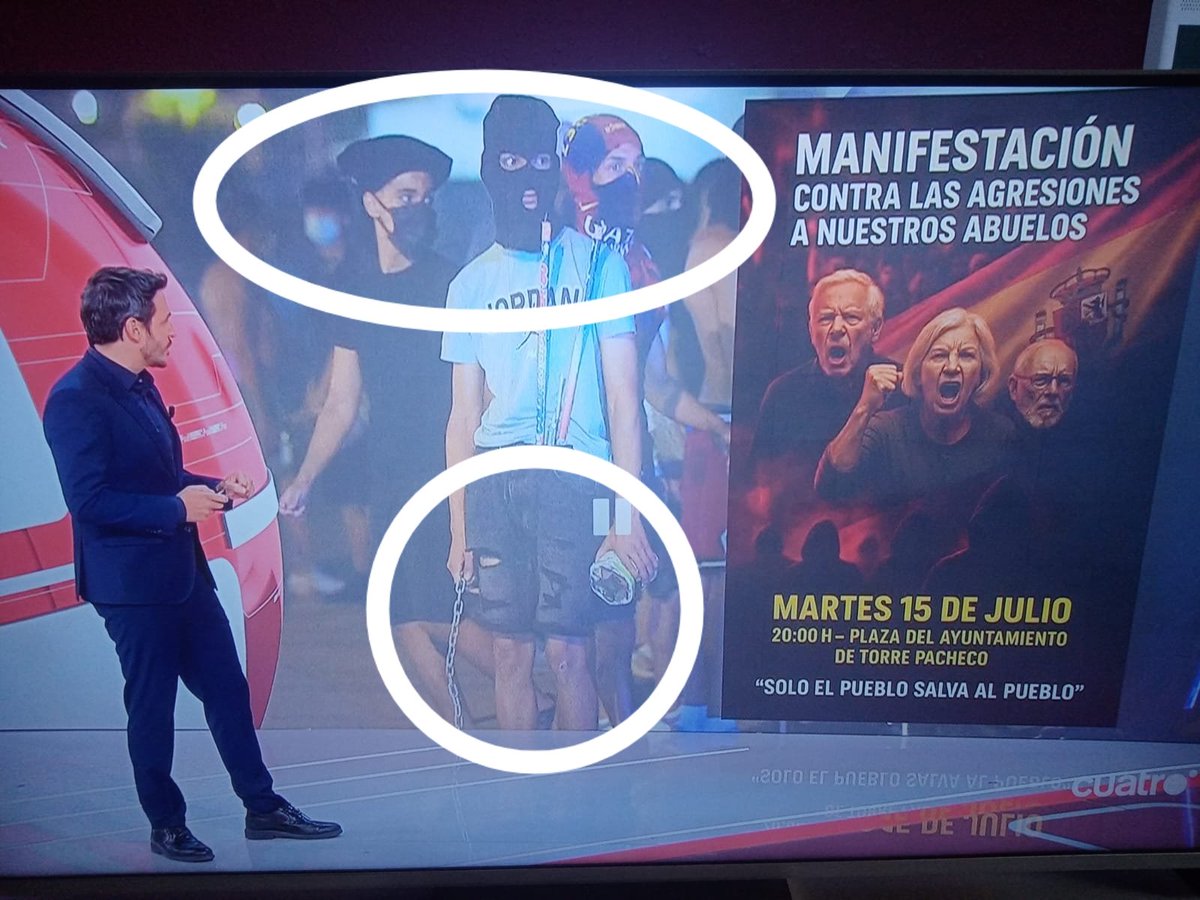 El Informativo de <a href="/noticias_cuatro/">Noticias Cuatro</a> avisándote de una supuesta convocatoria de ultraderecha, MIENTRAS TE PONEN IMAGENES DE LOS M0R0S DE AYER ARMADOS CON BATES, CADENAS Y MACHETES, PERO SIN NOMBRARLOS.
¡¡ACOJONANTE!!