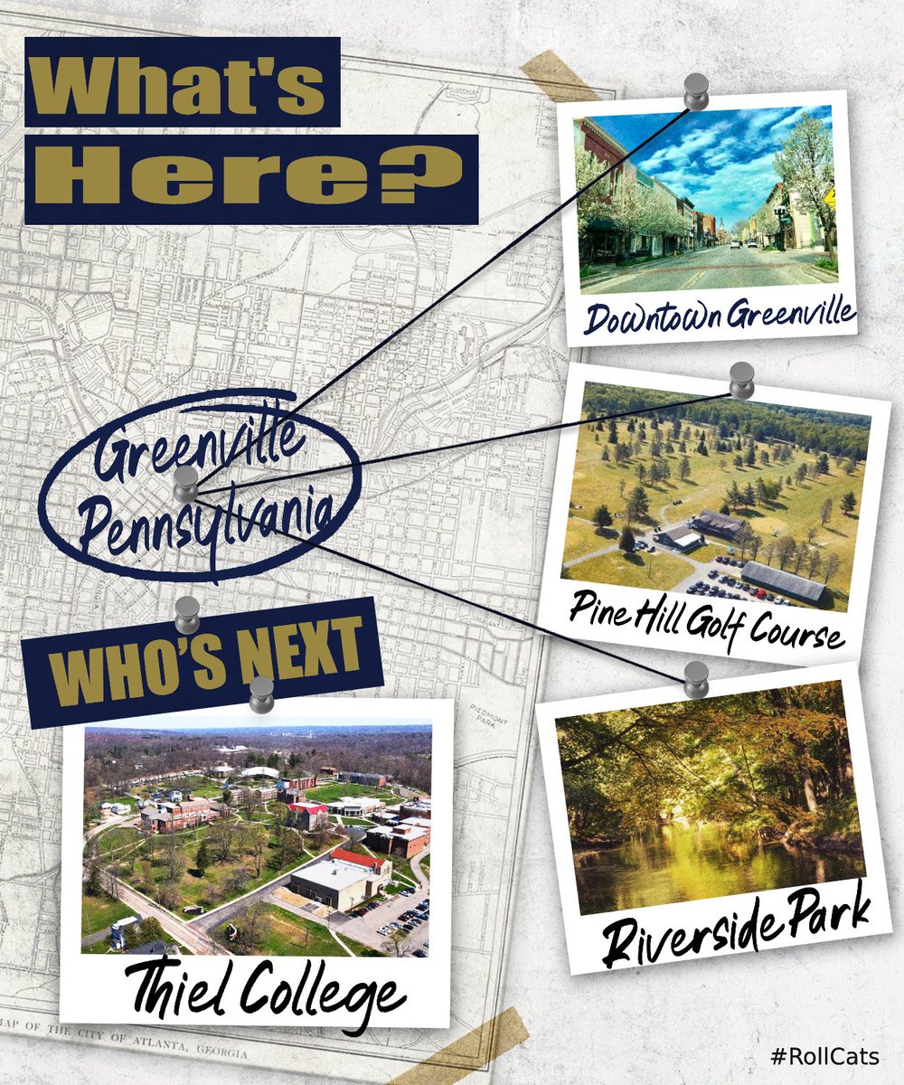 Thiel_FB's tweet image. Exploring Greenville 🗺️ | Whether you’re taking a break from classes or showing your family around town, these local gems are a must visit. Downtown Greenville, Pine Hill Golf Course, and Riverside Park. All just minutes from Thiel!
#RollCats #ThielCollege #ThielFB