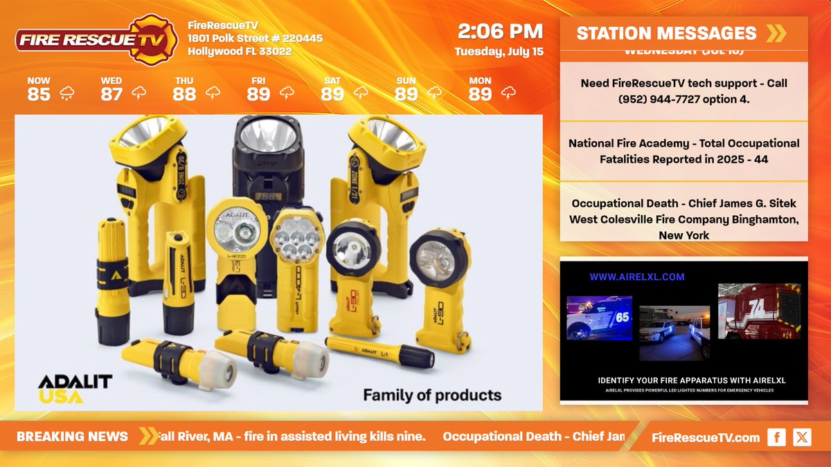 Fire Rescue TV (@firerescuetv) on Twitter photo Did you know that <a href="/FireRescueTV/">Fire Rescue TV</a> promotes fire/EMS products on our channel? In this screen shot we are highlighting the brightest personal lights for firefighters from adalit.com and illuminated vehicle numbers for fire/EMS apparatus airelxl.com Did you know that <a href="/FireRescueTV/">Fire Rescue TV</a> promotes fire/EMS products on our channel? In this screen shot we are highlighting the brightest personal lights for firefighters from adalit.com and illuminated vehicle numbers for fire/EMS apparatus airelxl.com