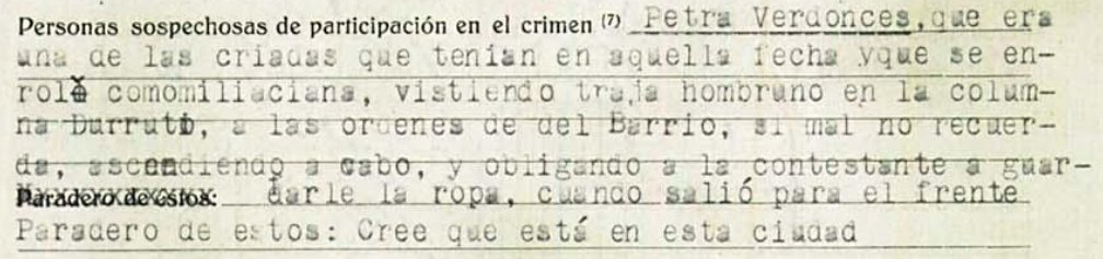 Otro ejemplo, en este caso sacado de la acusación sobre la miliciana Petra Berdonces: "vistiendo traje 'hombruno' en la columna Durruti"

buscar.combatientes.es/resultados/Pet…
