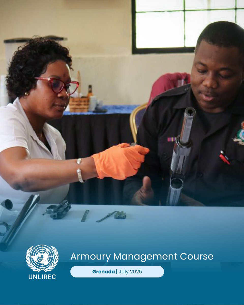 UNLIREC's tweet image. 🔐 This week, security officials from Eastern Caribbean Countries are coming together to strengthen one essential skill: responsible armory management.

Organized by @UNLIREC  in collaboration with Royal Grenada Police Force.

 With the support of INL - USA 🇺🇸