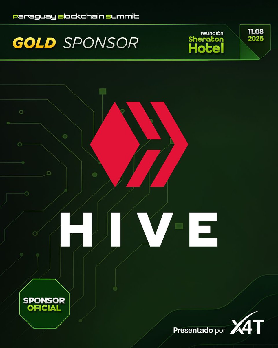 PBSpy_'s tweet image. Gracias a HIVE, Gold Sponsor del Paraguay Blockchain Summit 2025!
La red social descentralizada más activa del ecosistema Web3 se une al #PBS2025 como aliado clave en esta edición histórica.
📅 11 de agosto | 📍 Sheraton Hotel – Asunción