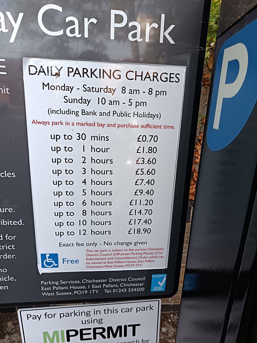 The parking department at Chichester District Council is obviously run by a Mr D. Turpin

A few people in the car park at 6.50pm waiting for the meter to show 7pm, to avoid the extortionate extra hour charge.