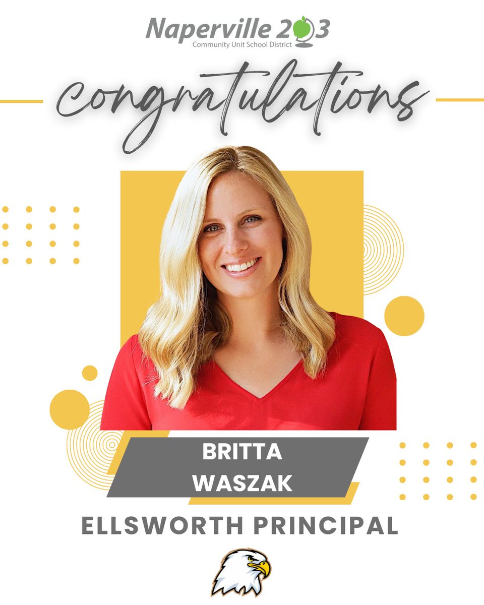 Naperville203's tweet image. Ellsworth is gaining a leader who believes in the power of community! We are excited to welcome Britta Waszak as principal, dedicated to partnering with families &amp;amp; helping every student thrive. #Elevate203