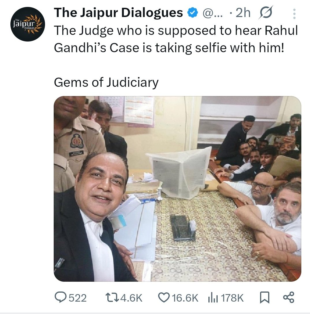 राहुल गांधी के साथ सेल्फ़ी ले रहे एडवोकेट महमूद हसन को जज बताकर पेश किया जा रहा है, भाजपा IT सेल अध्यक्ष और फेक न्यूज़ की फैक्ट्री का सरगना <a href="/amitmalviya/">Amit Malviya</a> इस झूठ को खुद भी फैला रहा है व 2 रुपल्ली के लिए लिए मुजरा करने वाले <a href="/MrSinha_/">Mr Sinha</a> व अन्य भी इस झूठ को फैला रहे है, भाजपा वाक़ई डंके