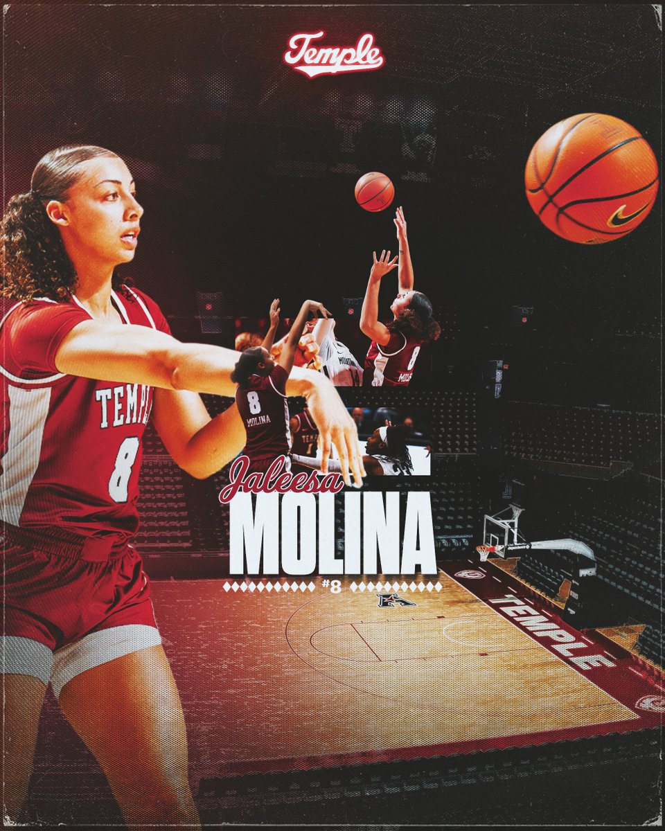 templewbb's tweet image. 8⃣ is a force to be reckon with 😤
'24-25 notes about Jaleesa Molina:
- Averaged 7.4 PPG & 7 REB per game
- Led the team in double-doubles with eight
- Scored a season-high 17 PTS and 15 REB
- 3x back-to-back games with a double-double