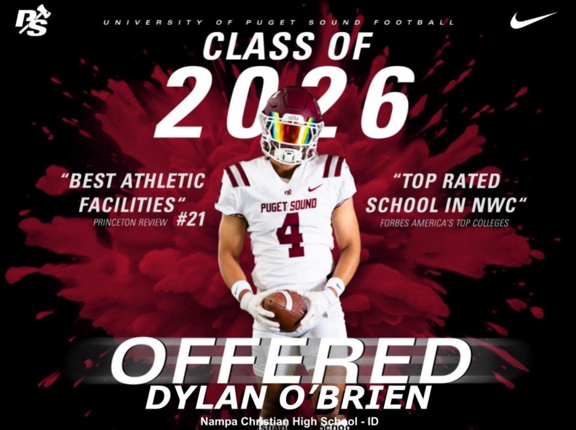 Dylan O'Brien (@dylanobrien2026) on Twitter photo After a great conversation with <a href="/LOGGER_LBCOACH/">UPS Loggers Coach Jeff Schmidt</a>, I’m honored to receive my 1st offer from <a href="/P_S_football/">Puget Sound Football</a>! Go Loggers 🪓🪓🪓
#AGTG ✝️
<a href="/jeffthomas4/">Jeff Thomas</a> <a href="/CoachCarskie/">David Carskie 🪓</a> <a href="/KeimTimeFB/">Jud Keim - U. of Puget Sound FB. Co-DC/Secondary</a> <a href="/Loggermitch/">Mitchell Habryle</a> <a href="/CoachJinx/">Daniel Jenkins</a> <a href="/IdahoRecruitHub/">Idaho Recruit Hub</a> <a href="/PrepRedzoneID/">Prep Redzone Idaho</a> <a href="/BrandonHuffman/">Brandon Huffman</a> <a href="/NickFarman55/">Nick Farman M.S.</a> After a great conversation with <a href="/LOGGER_LBCOACH/">UPS Loggers Coach Jeff Schmidt</a>, I’m honored to receive my 1st offer from <a href="/P_S_football/">Puget Sound Football</a>! Go Loggers 🪓🪓🪓
#AGTG ✝️
<a href="/jeffthomas4/">Jeff Thomas</a> <a href="/CoachCarskie/">David Carskie 🪓</a> <a href="/KeimTimeFB/">Jud Keim - U. of Puget Sound FB. Co-DC/Secondary</a> <a href="/Loggermitch/">Mitchell Habryle</a> <a href="/CoachJinx/">Daniel Jenkins</a> <a href="/IdahoRecruitHub/">Idaho Recruit Hub</a> <a href="/PrepRedzoneID/">Prep Redzone Idaho</a> <a href="/BrandonHuffman/">Brandon Huffman</a> <a href="/NickFarman55/">Nick Farman M.S.</a>