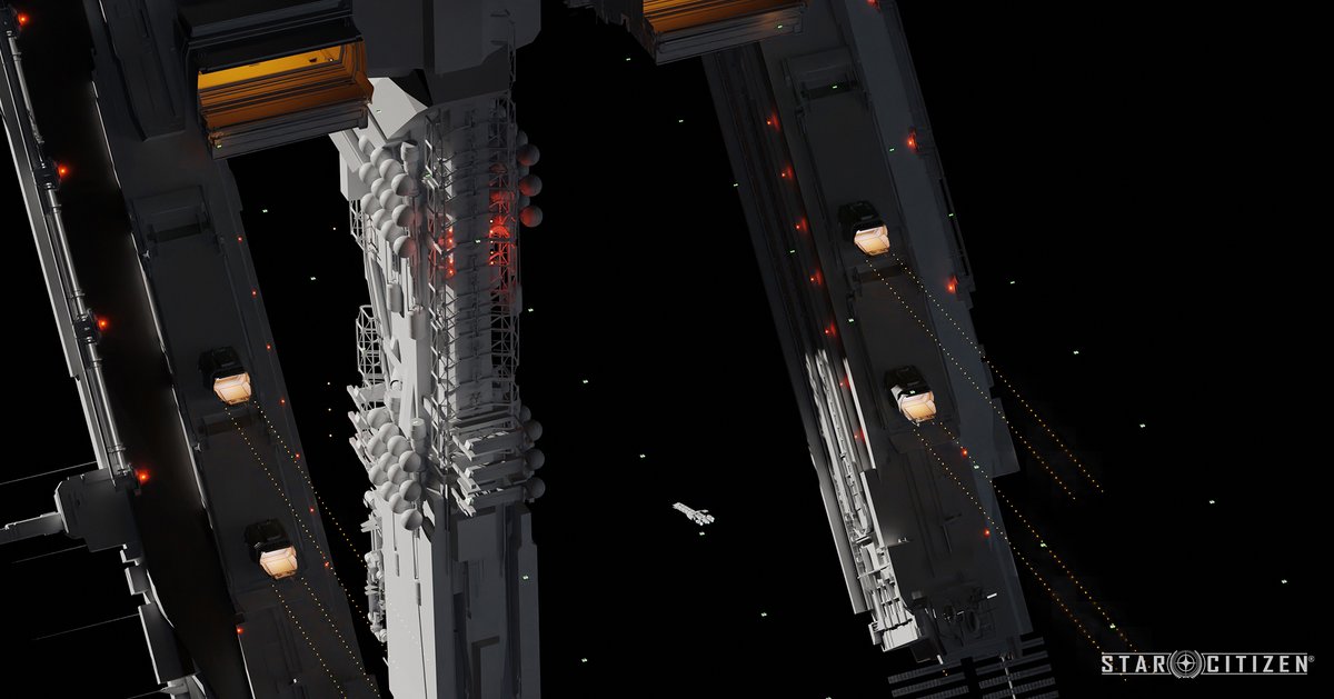 cdoretz's tweet image. Concept art ideas for the pyro space stations in star citizen. Theres a TON more on my Artstation, feel free to give it a visit. Huge shoutout to @will-hyde.bsky.social I worked alongside and who developed the station even further! #conceptart #starcitizen #scifi #gamedev #b3d