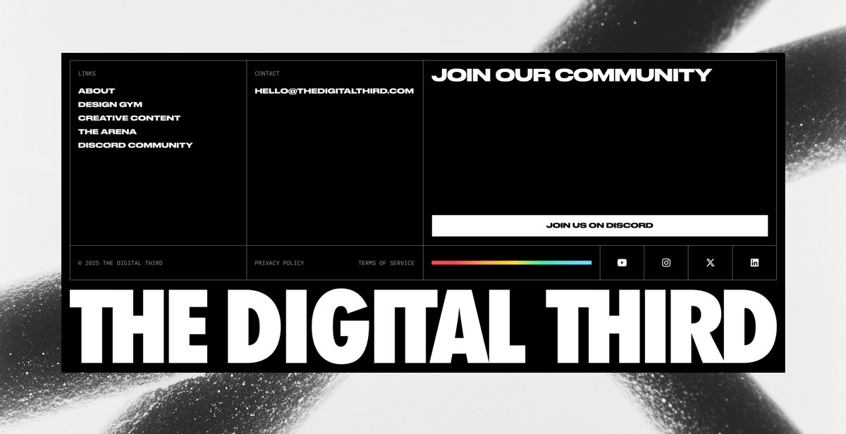 Stephanie Bruce (@stefbrucedesign) on Twitter photo Footer design for the latest <a href="/TheDigitalThird/">The Digital Third</a> website.
Coming soon π©βπ» Footer design for the latest <a href="/TheDigitalThird/">The Digital Third</a> website.
Coming soon π©βπ»