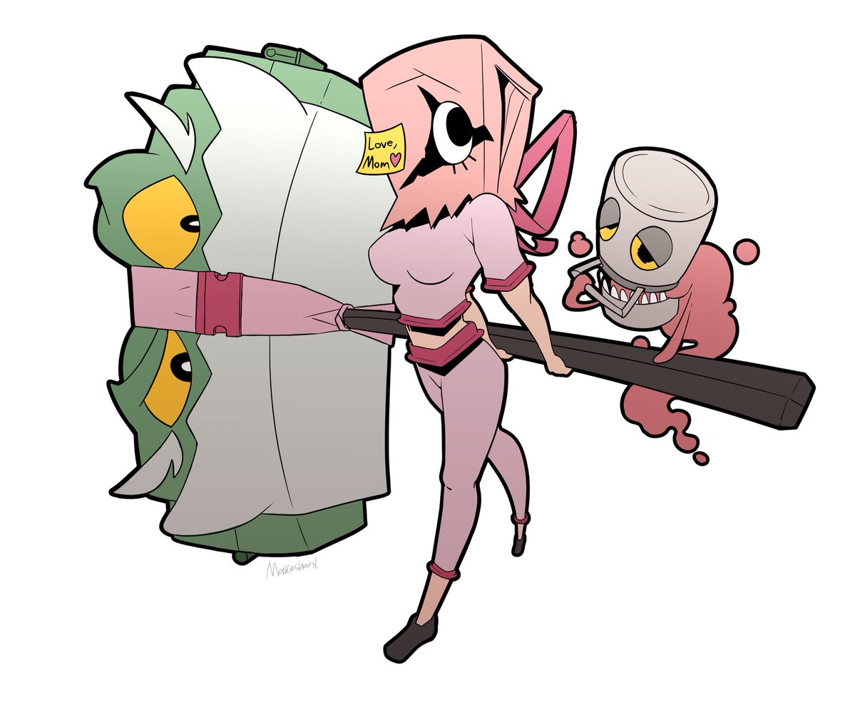 makoshard's tweet image. Packed Lunch Girl and her companions Big Bento and Thermispirit! 🍱 Made this design 2 months back, finally posted it lol