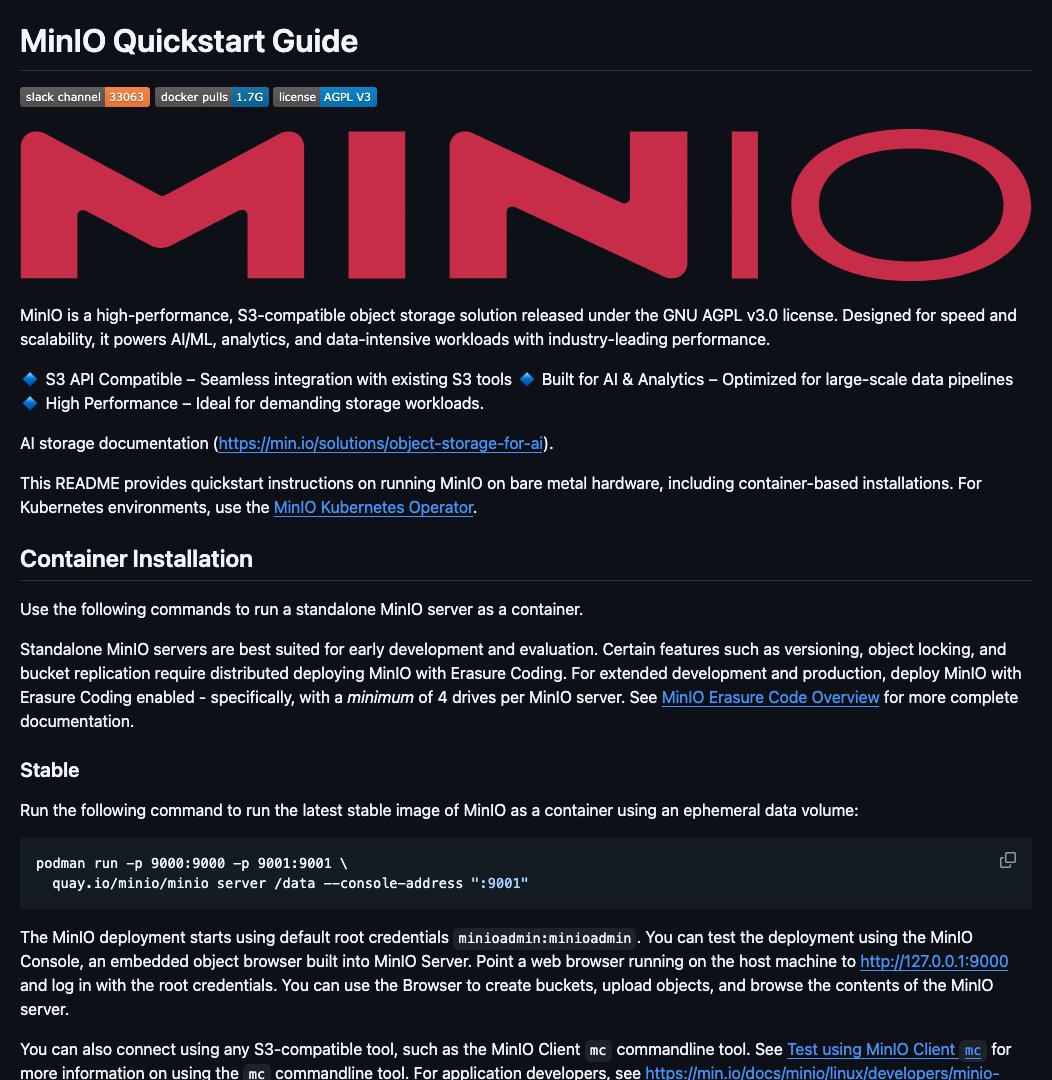 D4Vinci1's tweet image. minio by @minio

Deploy a high-performance, S3-compatible object storage solution with MinIO! Ideal for AI/ML, analytics, and data-intensive workloads. #MinIO #S3Compatible #ObjectStorage #AI #ML #DataIntensive