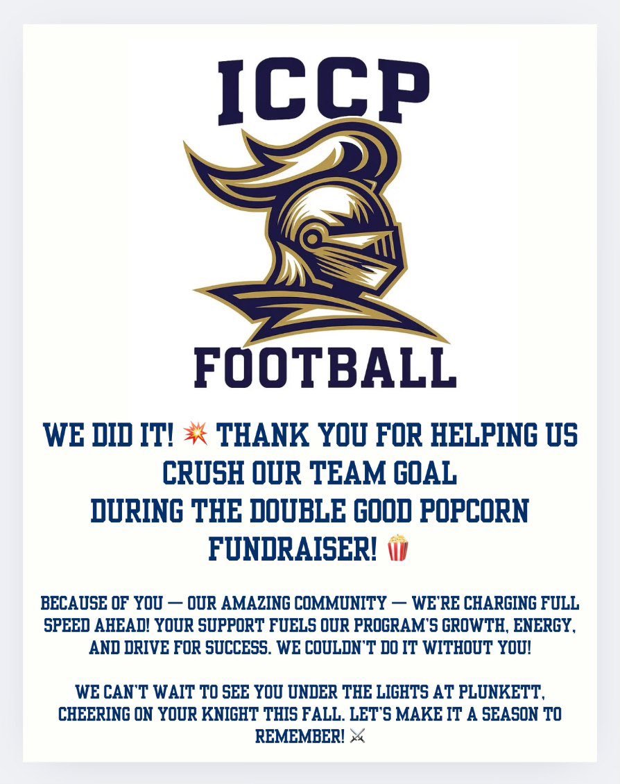 ICCPFootball's tweet image. Thank you Knights Nation for helping us crush our goal ! #GoKnights